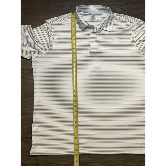 Mizzen Main Large White/Blue/Grey Striped Clsssic Fit Polo Shirt West Bend WI - Picture 7 of 8
